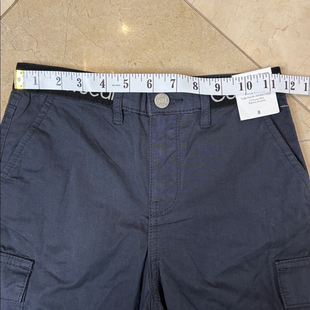 ⭐️ NWT Calvin Klein Jeans High Rise Wide Leg Navy Cargo Pants- size 8 - Picture 6 of 10